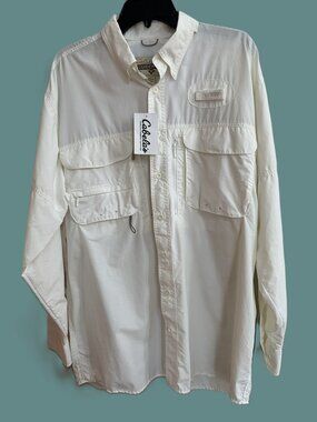 Cabela's GuideWear Men Large Tall Fishing Shirt GXII Long Sleeve NWT White